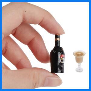 1/12 인형의 집 미니어처 와인 병 세트 컵 시뮬레이션 음료 모델 완구