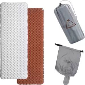 7.2 R값 초경량 및 휴대용 수면 매트와 펌프 자루 캠핑용 에어 매트리스가 포함된 TENPLAY 4.7인치 두꺼운