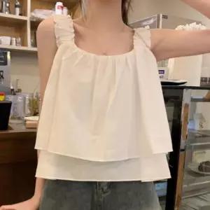 여성 여름 프릴 레이스 나시 민소매 블라우스 jyK9+5fpR