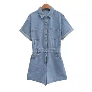여사친 데님 봄 스트리트 싱글 점프슈트 KS1