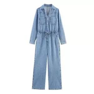 데님 가을 여자 조절 점프슈트 스트리트 KS3