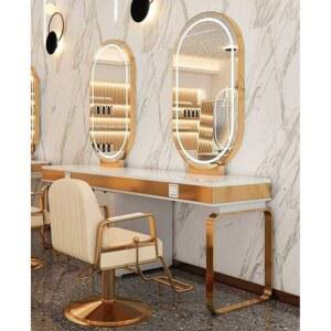 양면 실 경대 계약금 T자형 테이블 제품 골드 2인 BULASUN 1인용 헤어샵