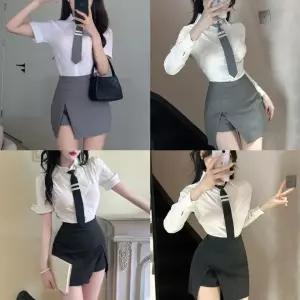 슬림라인 하프컷팅 세라복 반팔or긴팔 교복세트(셔츠