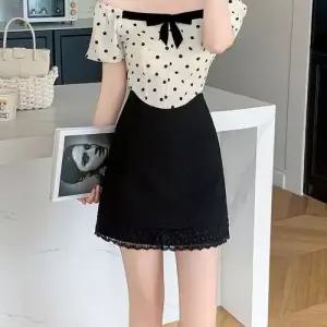 치마 여성 여름 쉬폰 케이크 디자인 언밸런스 레이스 하이웨스트 CH1