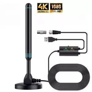 UHD안테나 TV 실내 지상파 수신기 4K1080P 고화질 디지털 안테나 자석 베이스 4 장거리 수신 VHF UHF 증폭