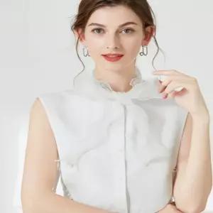 여성 러플 스트랩 블라우스 페이크카라 이너 넥케이프 zni7+5QoT