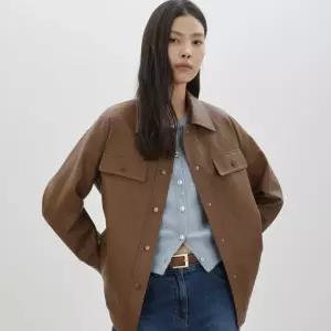 [AK분당점] [씨씨콜렉트] 벨티드 페이크 레더 자켓_C261PSF151  Black