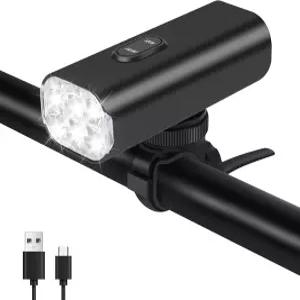 조절 가능한 마운트가 있는 Suruid 6 LED 밝은 자전거 조명 2000LM 전면 충전식 헤드라이트 Ipx-6 방수