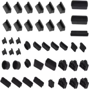 먼지 방지 플러그 HFEIX 실리콘 캡 컴퓨터 포트 커버 PC 인터페이스 스토퍼 소켓 프로텍터 키트 블랙(블랙