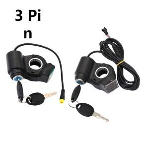 전기 스쿠터 핸들 바 스위치 잠금 장치, ABS 3 핀 방수 디지털 배터리 전원 디스플레이, 키 포함, 10 인치