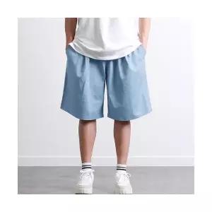 [투뎃] 남성용 밴딩 핀턱 와이드 데님 반바지