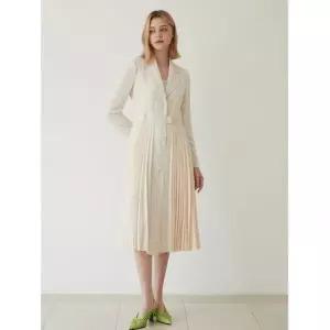 [온리하프] [에고이스트]주름 믹스 원피스형 롱 코트 EN2WC361