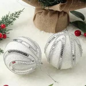 비타리토 실버화이트 장식볼 2p 10cm 구슬드레스트리볼 크리스마스 소품 액세서리 트리볼 악세사리