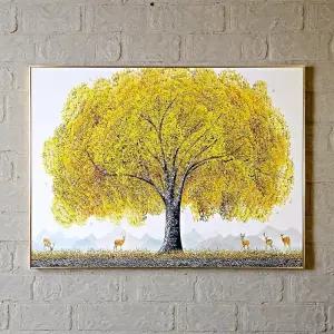 거실 대형 액자 황금나무 사슴 보석그림 풍수지리 인테리어 액자 80x60