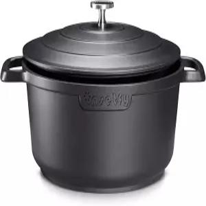 INSETFY 논스틱 더치 오븐 냄비 뚜껑이 있는 5QT 주조 알루미늄 빵 굽기 및 로스팅을 위한 가벼운