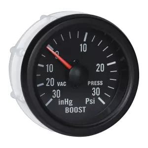 모터 미터 레이싱 2-1/16인치 52mm 기계식 부스트/진공 게이지 -30인치 Hg 30 PSI 블랙 다이얼 앰버 라이트
