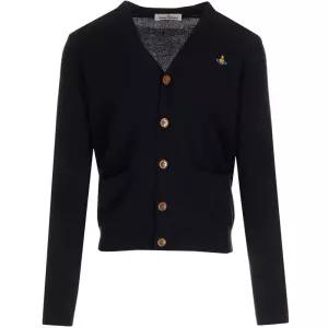 [명품] 23FW ORB 로고 자수 브이넥 가디건 블랙 2701000P Y0010 N401