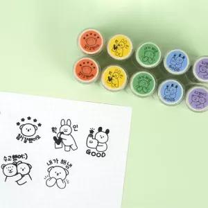 핑크풋 꼬망 데일리 스탬프 5종 세트칭찬도장 참잘했어요 선생님