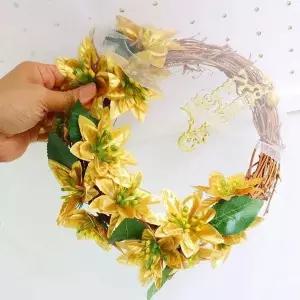 크리스마스 골드 포인세티아 DIY 패키지 (10개 묶음) 장식 패브릭