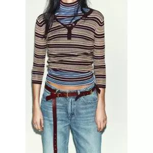 국내배송 자라 ZARA 여성 스트라이프 니트 스웨터 멀티컬러 9598006330 1805822