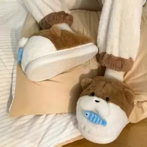 여성 털 실내화 동물 슬리퍼 방한용 겨울