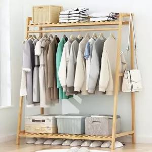 행거 대나무 원목 우드 스탠드 옷걸이 수납 옷장 거치대