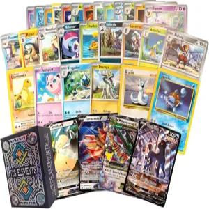 TCG Elements - 포켓몬 번들 전설의 카드 2장 포함 100장 V스타 V맥스 V GX EX 레어 또는 풀아트 포일 10장