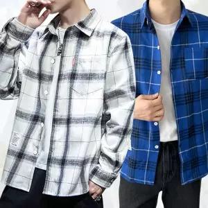 셔츠 남성 캐주얼 체크 무늬 남방 긴팔 와이셔츠