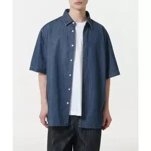 무신사스탠다드 릴렉스드 반소매 데님 셔츠 미디엄 인디고 1642085