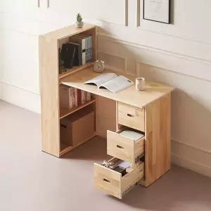 플로 원목 책상세트 3단책장+책상상판+3단서랍장 (국내제작)