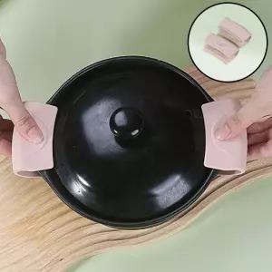 주방용 실리콘 냄비 집게 오븐 장갑 안전 손잡이 뚜껑 거치대