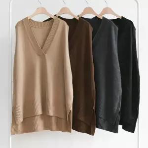 빅사이즈베스트 C542L602 스타일V니트라인조끼 BN