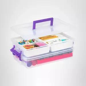 IRIS USA 9 Qt. 뚜껑이 있는 플라스틱 공예품 보관 용기 통 뚜껑 1 팩 작은 예술 및 사무용품 정리함 가정