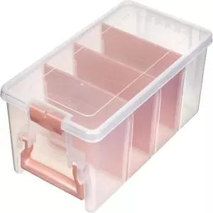 3개의 칸막이가 있는 아트빈 세미 사첼 휴대용 공예품 정리함 - 예술 및 공예 용품용 투명 플라스틱 보관