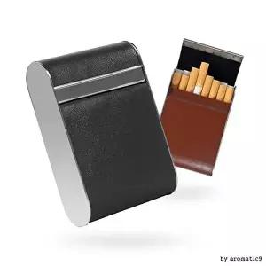 [셀러허브 패션]Simple 가죽 가려주는 담배케이스 메탈프레임 경고사진 담배 고급 메탈