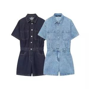 아브릴 여성데님반바지 여름 아이템 스트리트 캐주얼 데님 점프슈트 반바지 UNO2