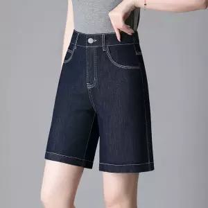 아브릴 여성데님반바지 데님 반바지 여름 아우터 하이웨스트 일자 와이드 5부 바지 UNO2