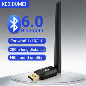 200M 블루투스 6.0 어댑터 USB 5.4 동글 드라이버 프리 윈도우 11/10/8.1 마우스 키보드 오디오 수신기 송