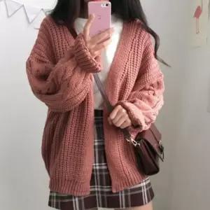 기본가디건 꽈배기 니트스웨터 루즈핏가디건