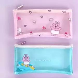[셀러허브 패션]투명 납작 파우치 캐릭터필통 펜슬케이스