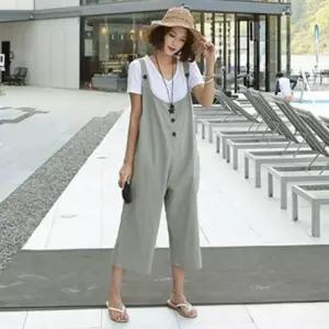 솜브레로스 여자 점프 슈트 수트 슬림핏 와이드 오버롤 여름 캐주얼 린넨 임부용 DOS2