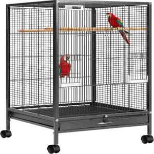 비보홈 30인치 높이의 원철 새장 코너 러브버드 코카티엘 핀치 블랙용 롤링 스탠드 포함