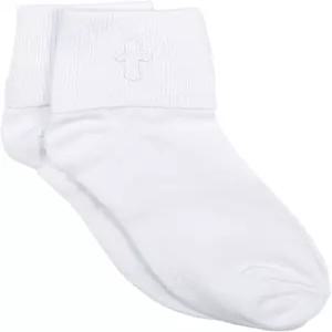 크리스마스 화이트 코튼 발찌 양말 자수 크로스