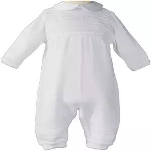 작은 의미 많은 소년 코튼 니트 세례 의상 롬퍼