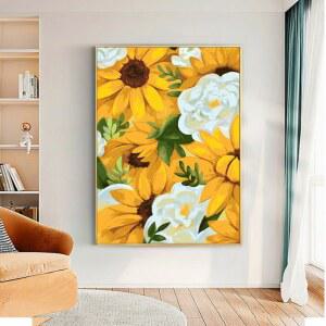 해바라기액자 40X55 해바라기 유화색칠하기 취미 명화 피포페인팅 따라그리기 캔버스 DIY