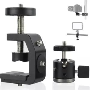 미니 볼 헤드 데스크 클램프가 있는 UTEBIT C 클램프 카메라 마운트 삼각대 ( 1/4 스레드 홀 ) 1/4인치 핫