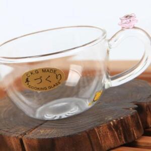 [2개구성] 핑크장미 손잡이 50ml 유리티포트 다도구 유리다기 치카오 유리찻잔 EW15A350