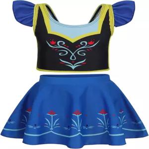 원더베이비 프린세스 수영복 소녀 투피스 여름 래쉬가드 러플 슬리브 스커트 포함
