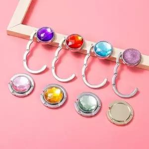 원형 메탈 후크 크리스탈 휴대용 책상 가방걸이 논슬립 보관 고리 책가방 용가방 행거_24598561