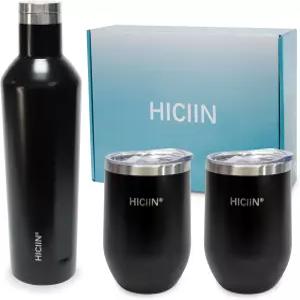 뚜껑이 두 개 있는 히치인 스테인리스 스틸 와인 텀블러 12온스 단열 병 하나 25온스 선물 세트 잘 포장된